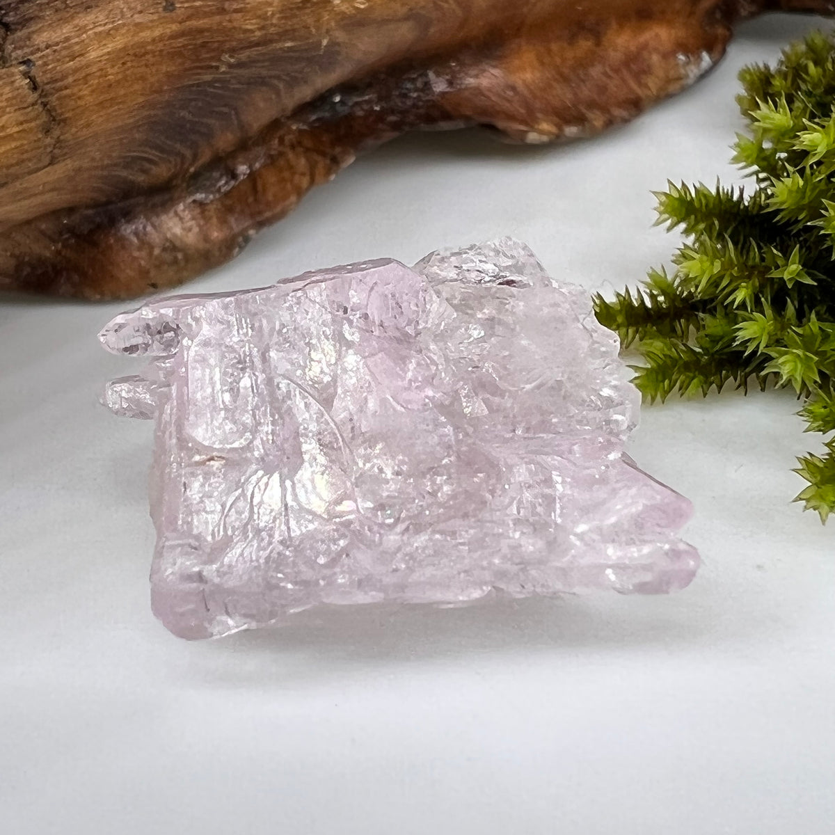 Crystalized Rose Quartz #150-Moldavite Life