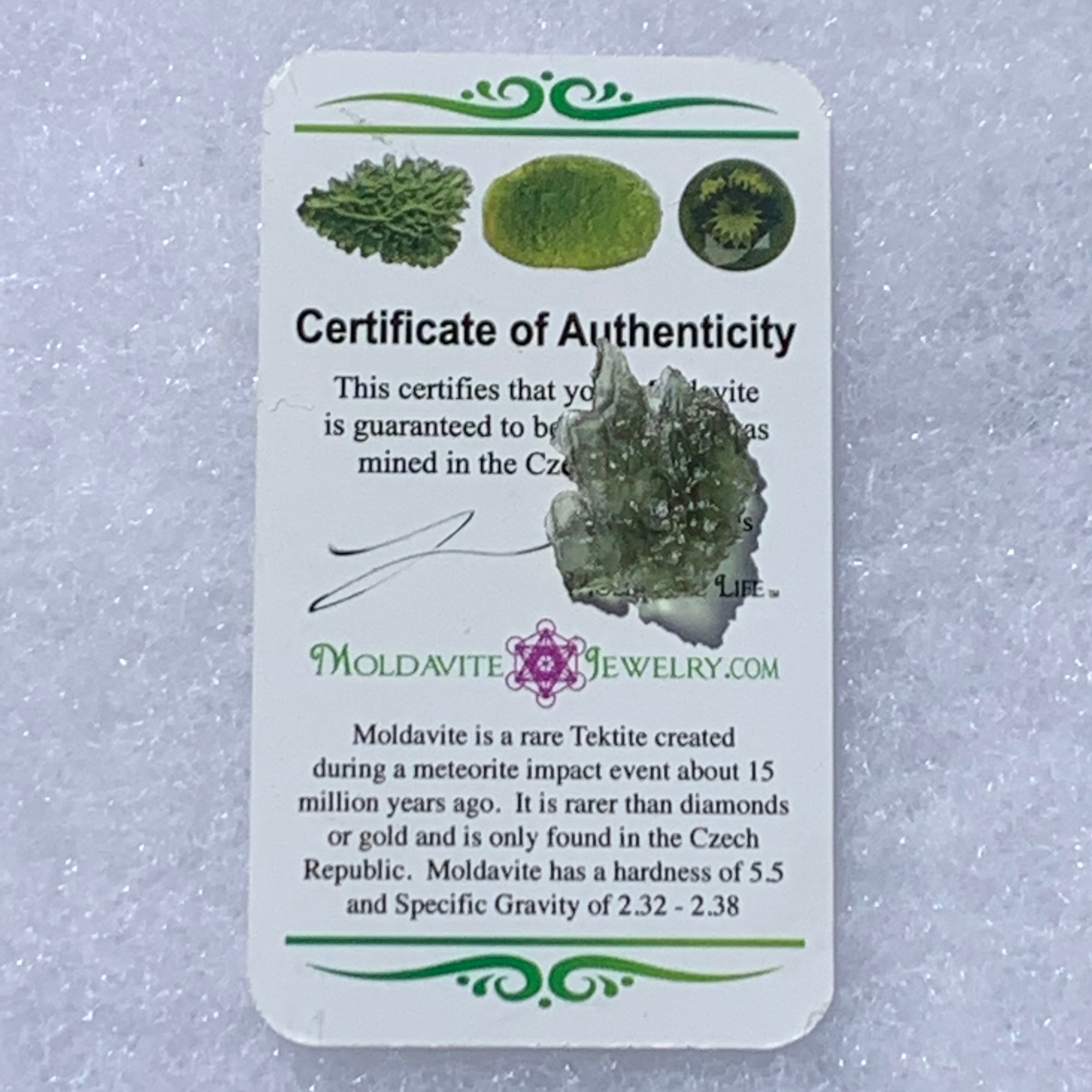 Besednice Moldavite Genuine Certified 1.3 grams Small