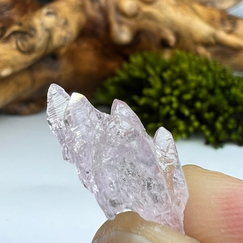 Crystalized Rose Quartz #85-Moldavite Life