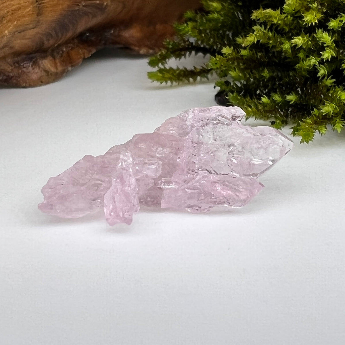 Crystalized Rose Quartz #90-Moldavite Life