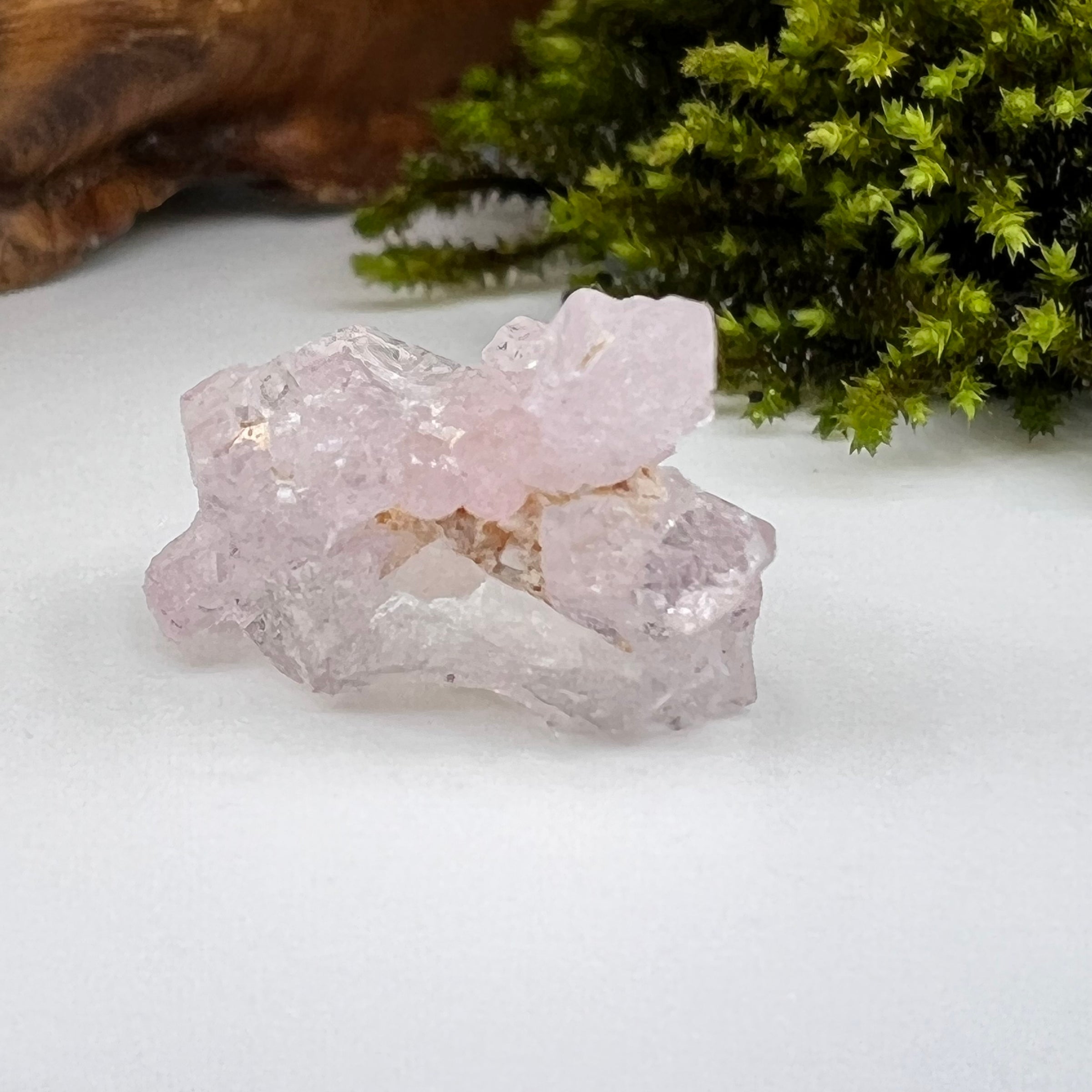 Crystalized Rose Quartz #91-Moldavite Life