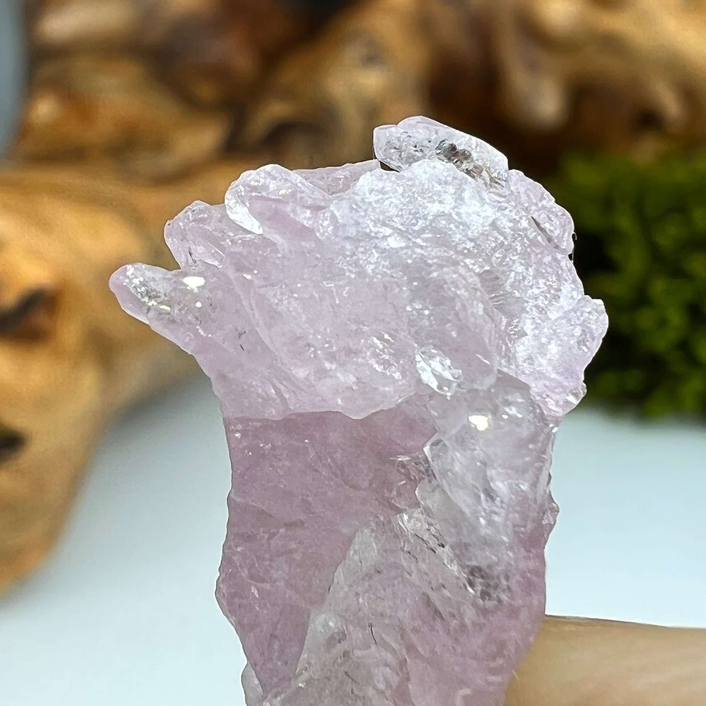 Crystalized Rose Quartz #92-Moldavite Life