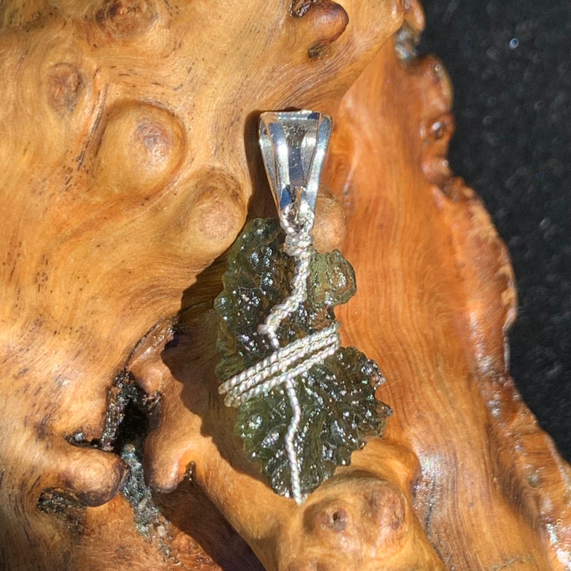 Moldavite Sterling Silver Wire Wrapped Pendant-Moldavite Life