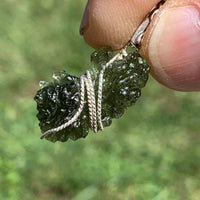 Moldavite Sterling Silver Wire Wrapped Pendant-Moldavite Life