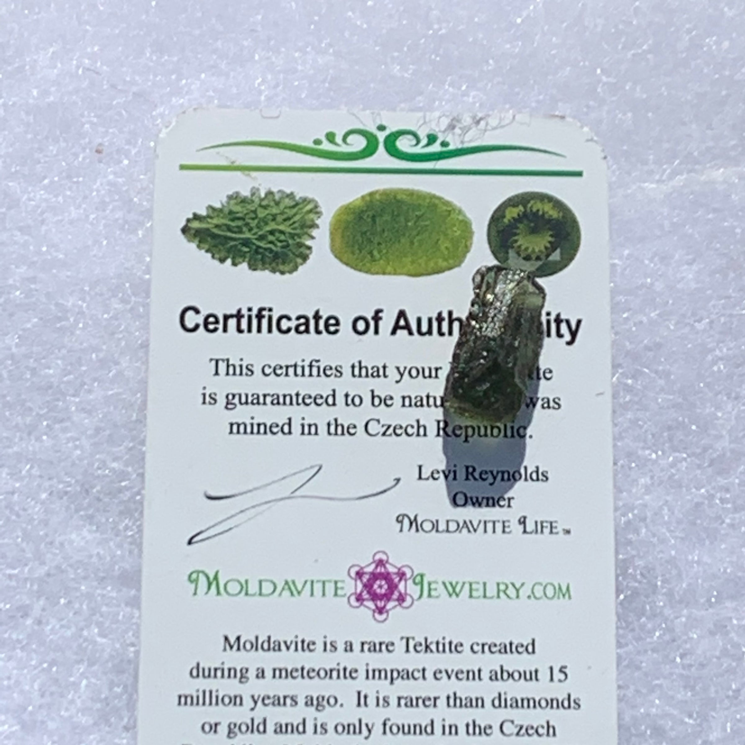 Moldavite Genuine Certified Czech Republic 1.4 grams