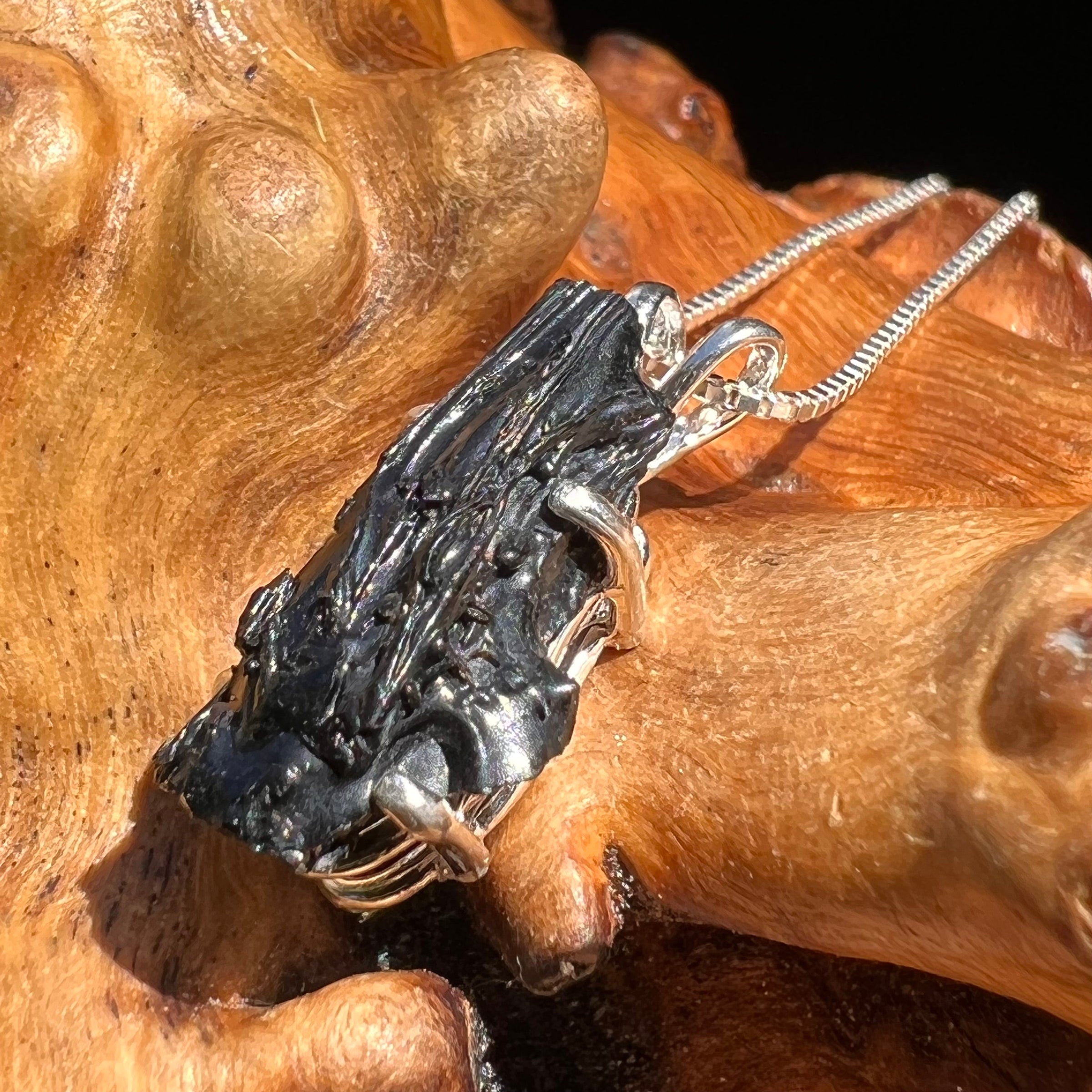 Irgizite Tektite Pendant Necklace Sterling Silver #2526-Moldavite Life