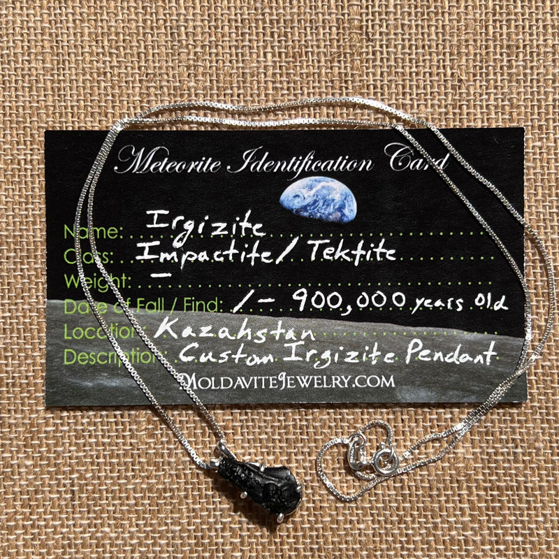 Irgizite Tektite Pendant Necklace Sterling Silver #2527-Moldavite Life