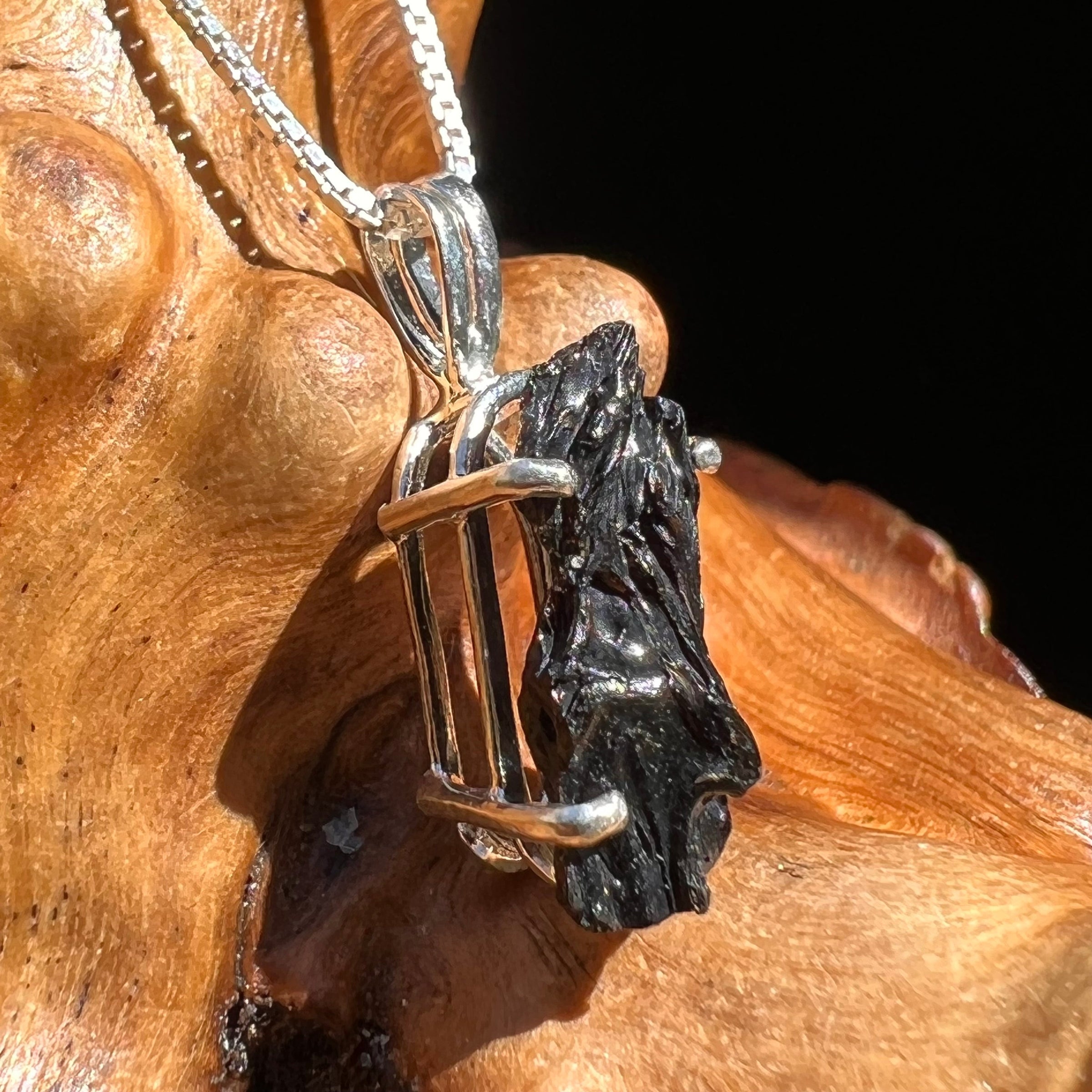 Irgizite Tektite Pendant Necklace Sterling Silver #2533-Moldavite Life