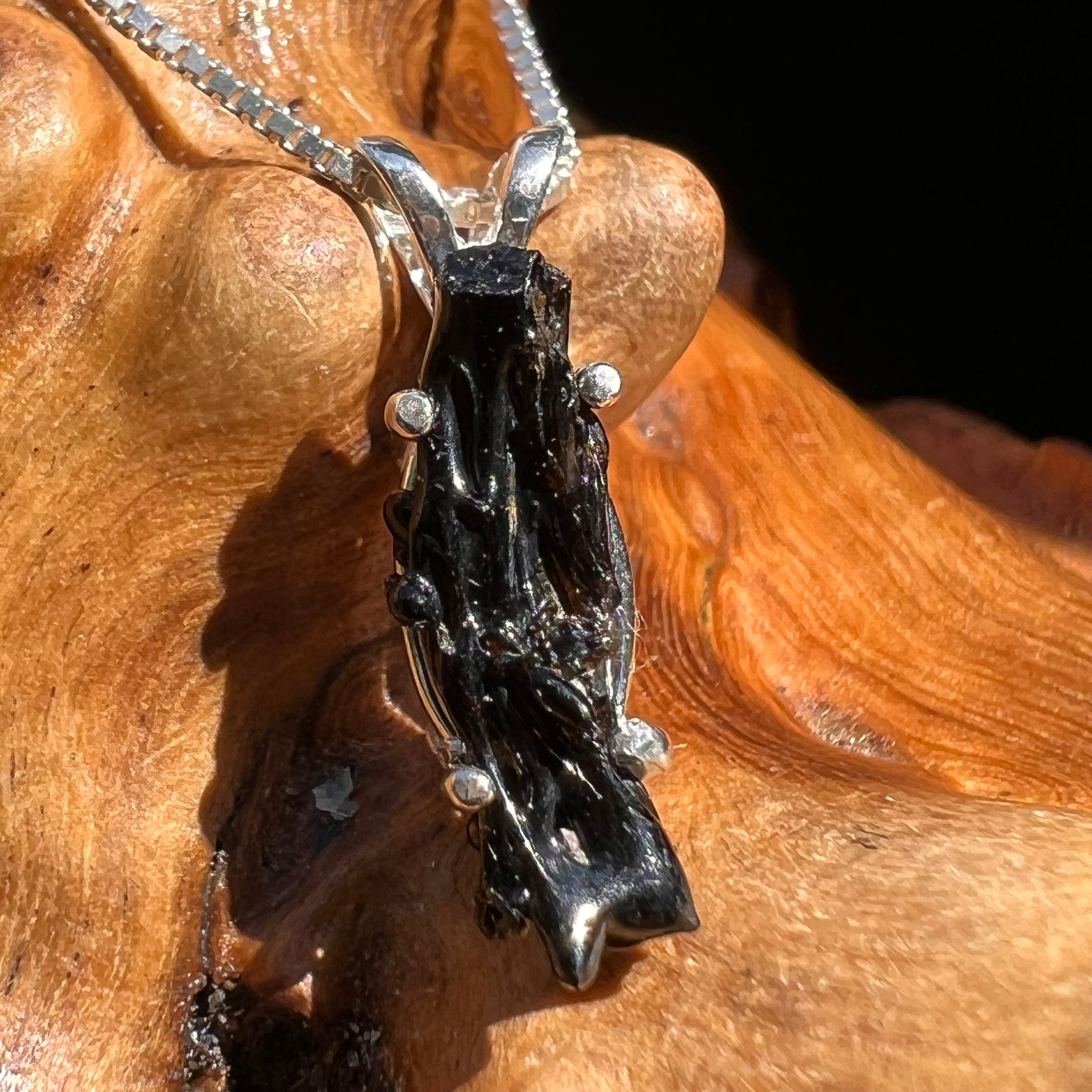 Irgizite Tektite Pendant Necklace Sterling Silver #2534-Moldavite Life