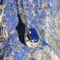 Lapis Lazuli Drop Necklace Sterling Silver #3443-Moldavite Life