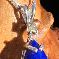 Lapis Lazuli & Moldavite Necklace Sterling Silver #3430-Moldavite Life