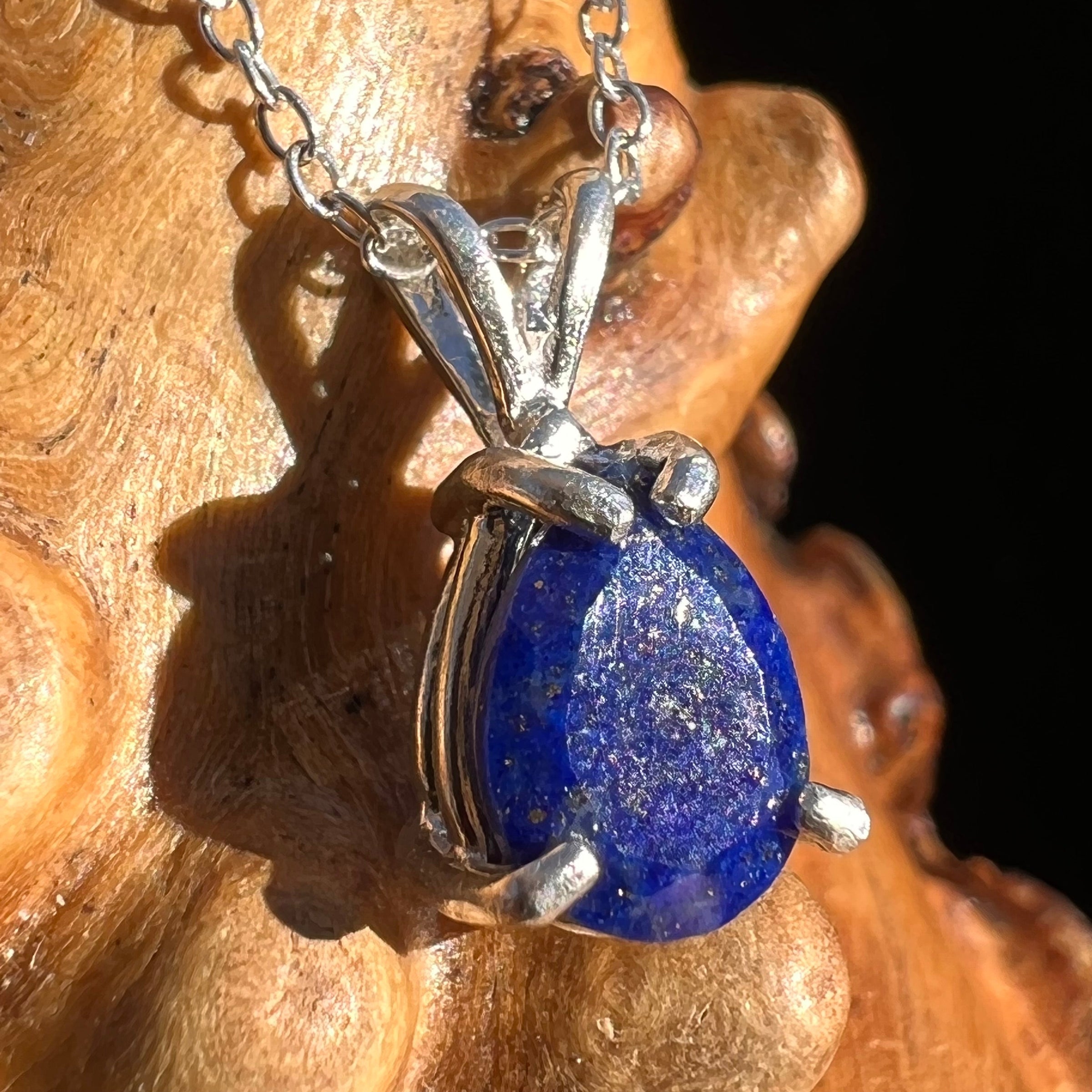 Lapis Lazuli Necklace Sterling Silver Faceted #3442-Moldavite Life