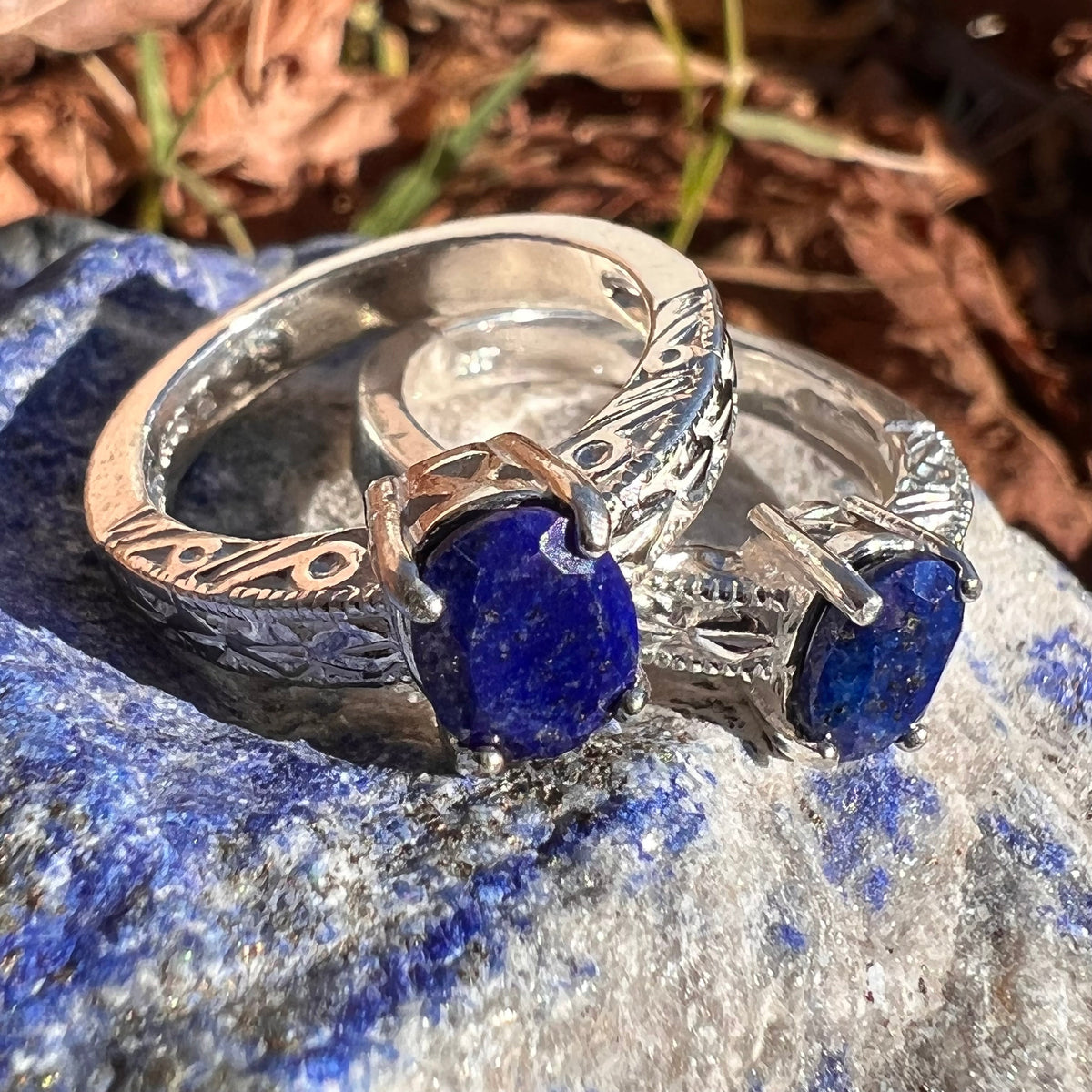 Lapis Lazuli Ring Sterling Silver Faceted Gem #3436-Moldavite Life