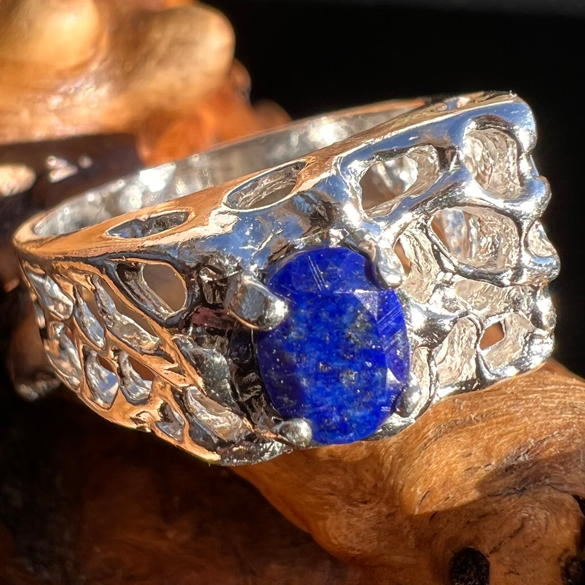 Lapis Lazuli Ring Sterling Silver Faceted Gem #3437-Moldavite Life