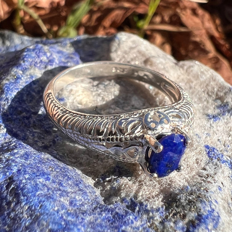 Lapis Lazuli Ring Sterling Silver Size 6.5 #3435-Moldavite Life