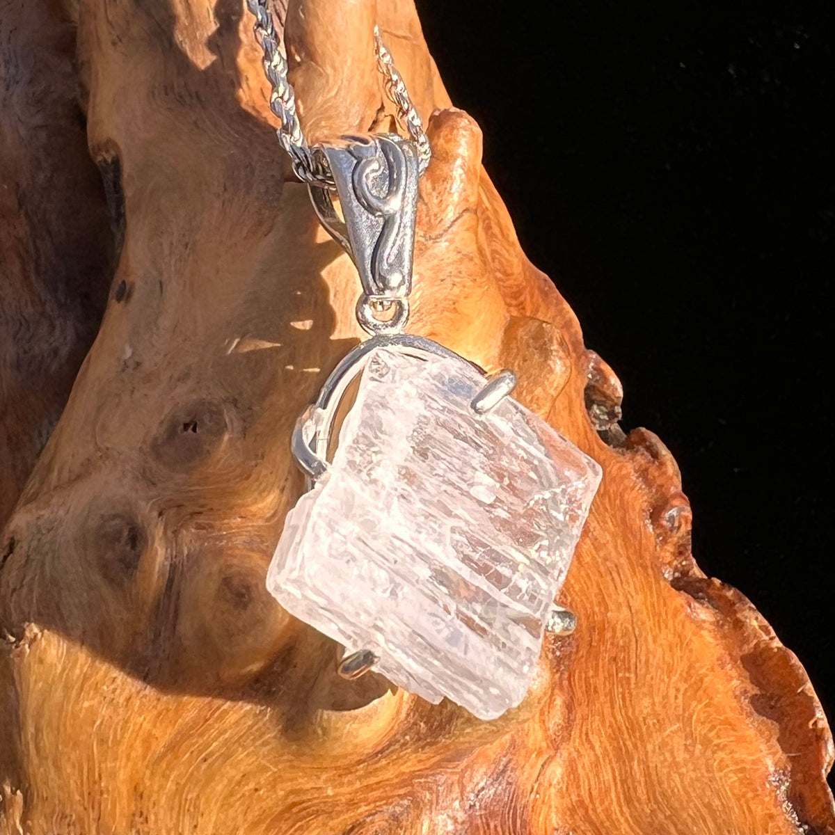Large Petalite Necklace Sterling "Stone of the Angels" #3579-Moldavite Life