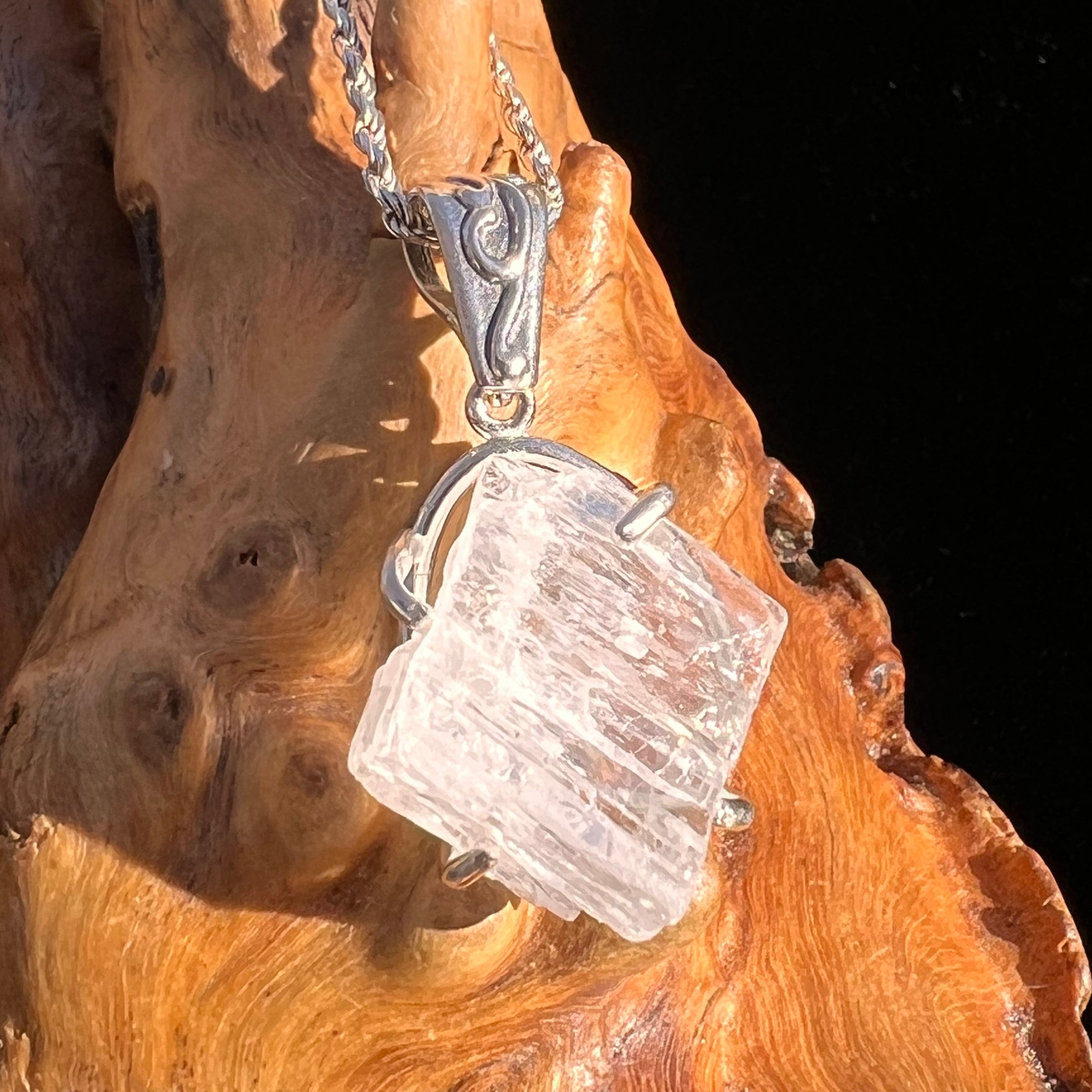 Large Petalite Necklace Sterling "Stone of the Angels" #3579-Moldavite Life