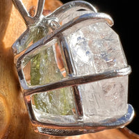 Large Phenacite Crystal & Moldavite Necklace Sterling #3496-Moldavite Life