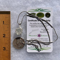 Large Phenacite Crystal & Moldavite Necklace Sterling #3497-Moldavite Life