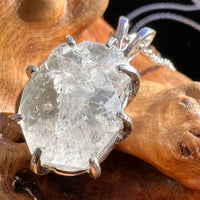 Large Phenacite Crystal & Moldavite Necklace Sterling #3499-Moldavite Life