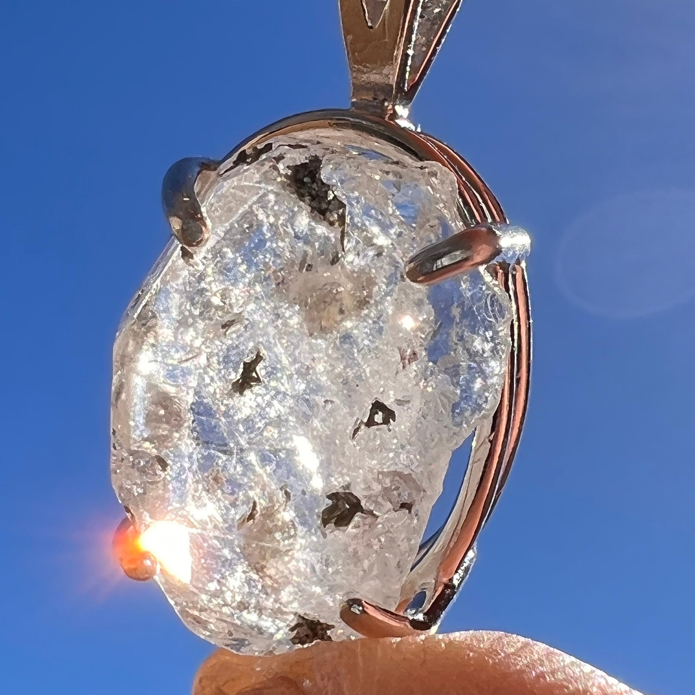 Large Phenacite Crystal Pendant Sterling Terminated #3485-Moldavite Life