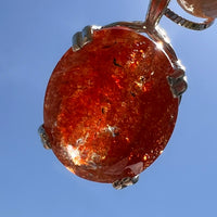 Large Sunstone Necklace Sterling Silver #2278-Moldavite Life