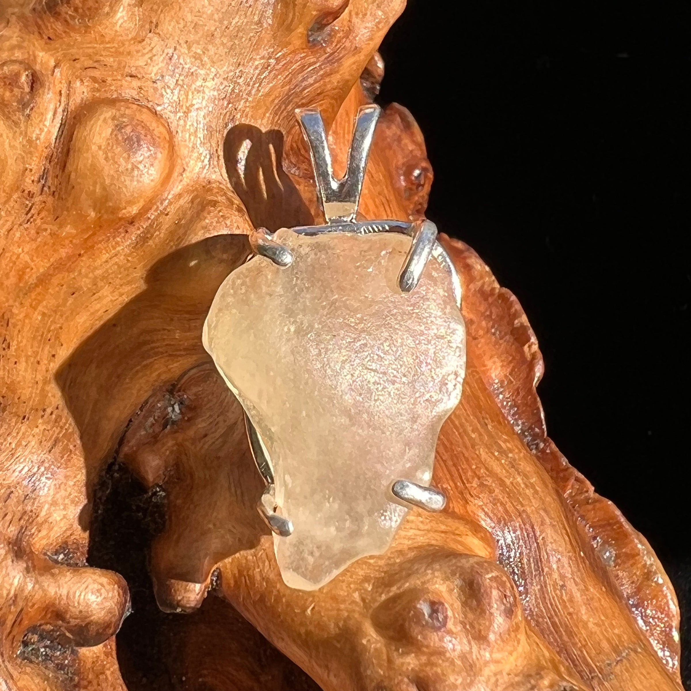 Libyan Desert Glass Pendant Sterling Silver #2637-Moldavite Life