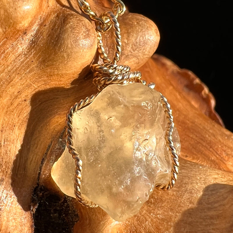 Libyan Desert Glass Wire Pendant 14k GF #3791-Moldavite Life