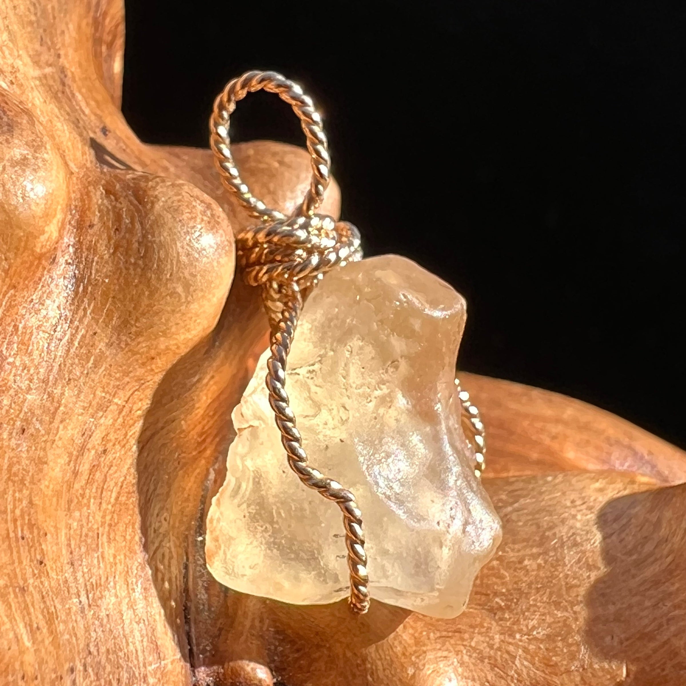 Libyan Desert Glass Wire Pendant 14k GF #3791-Moldavite Life