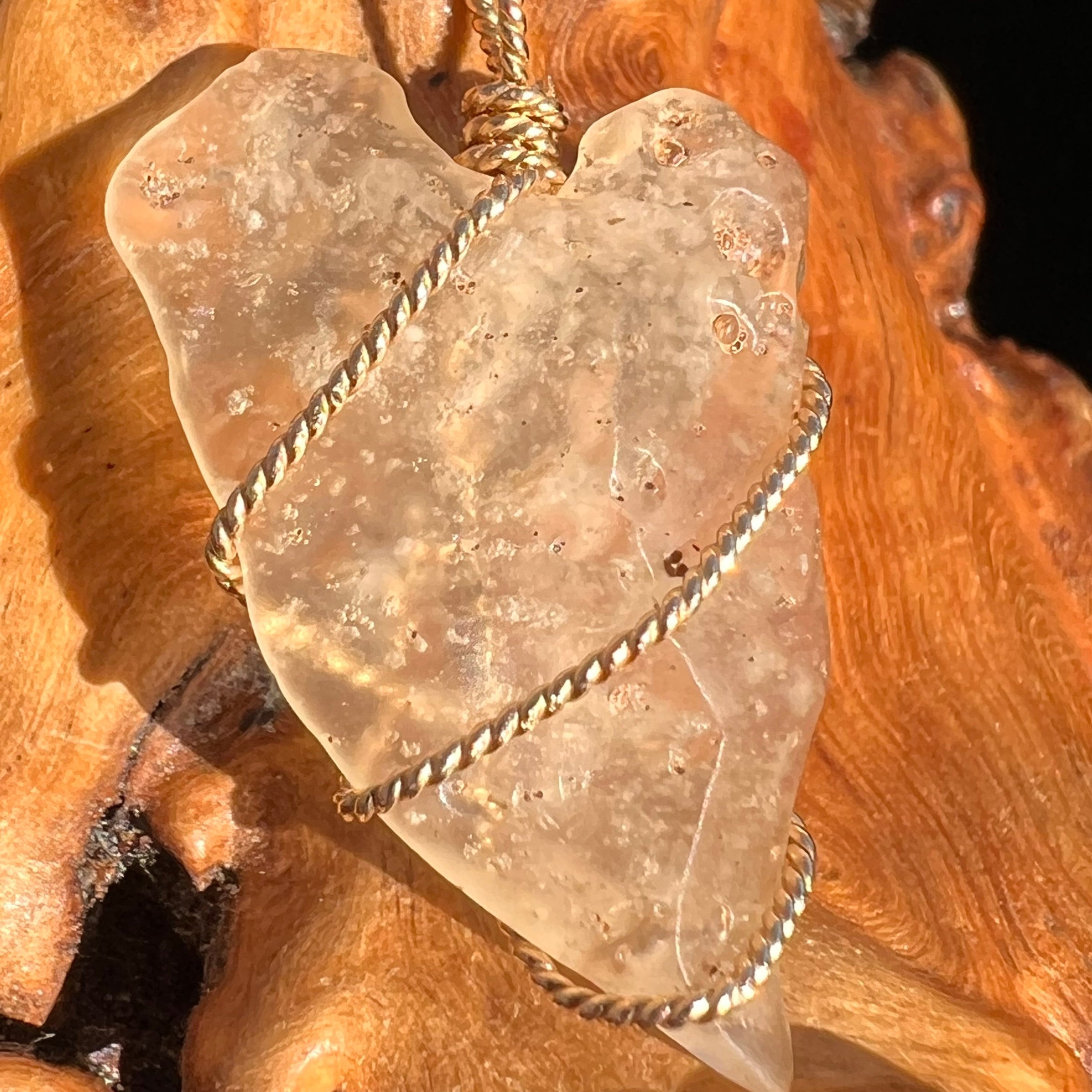 Libyan Desert Glass Wire Pendant 14k GF #3793-Moldavite Life