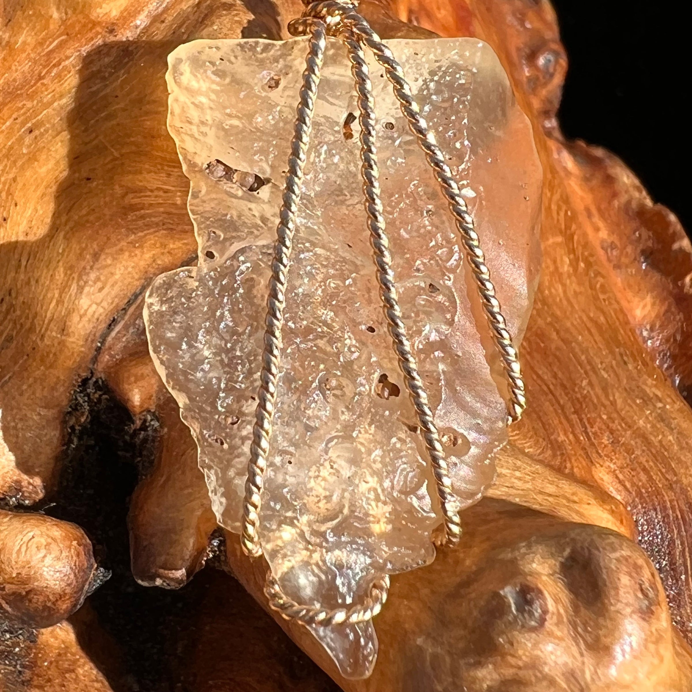 Libyan Desert Glass Wire Pendant 14k GF #3794-Moldavite Life