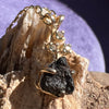 Lunar Meteorite & Faceted Moldavite Pendant 14k Gold #2245-Moldavite Life