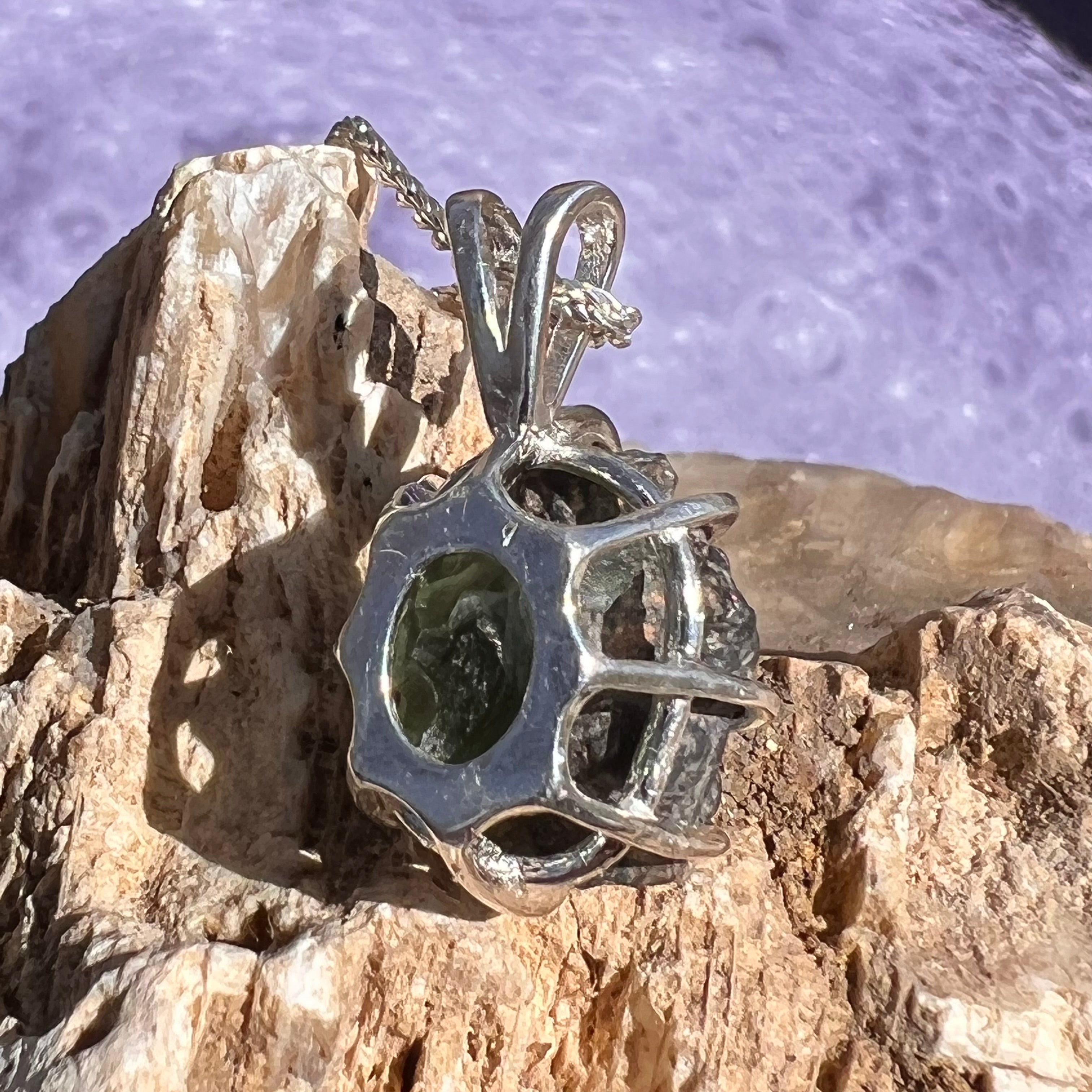 2024 Meteorite - Round 925 Sterling Silver Pendant w/Moldavite