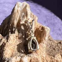 Lunar Meteorite & Moldavite Pendant 14k Gold #2239-Moldavite Life