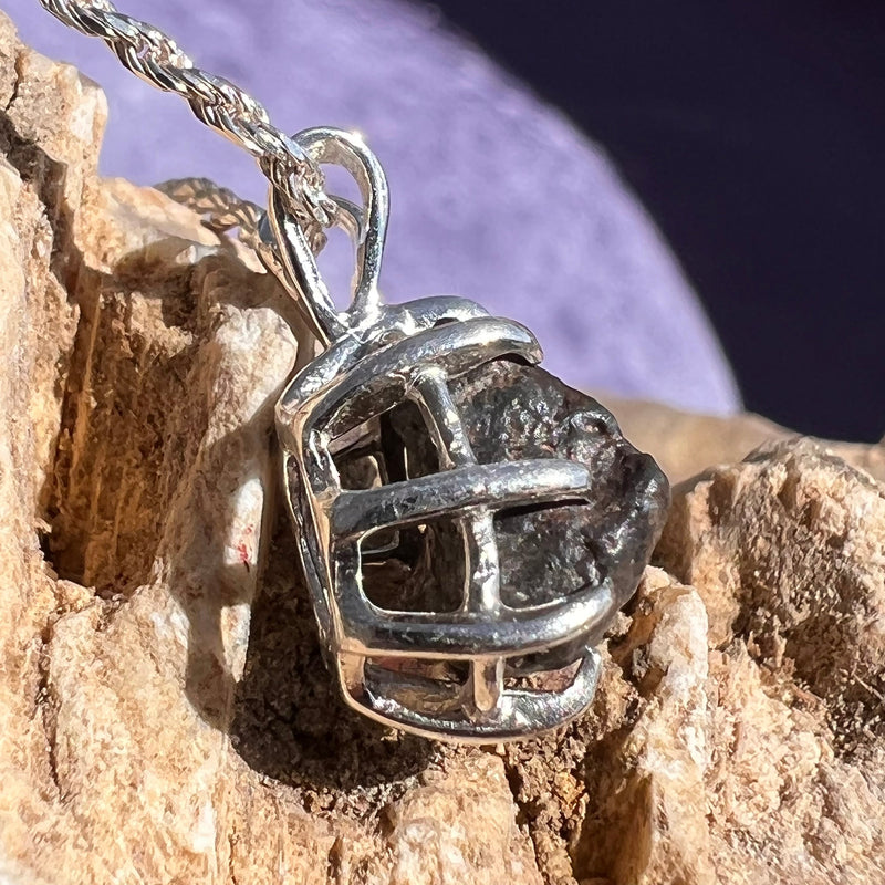Lunar Meteorite Necklace Sterling Silver #2265-Moldavite Life