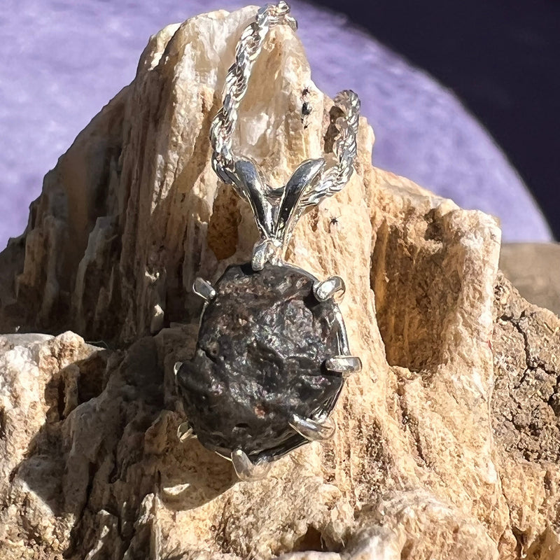Lunar Meteorite Necklace Sterling Silver #2265-Moldavite Life