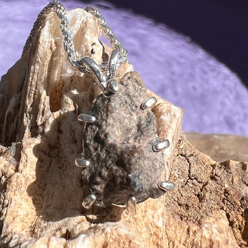 Lunar Meteorite Necklace Sterling Silver #2267-Moldavite Life