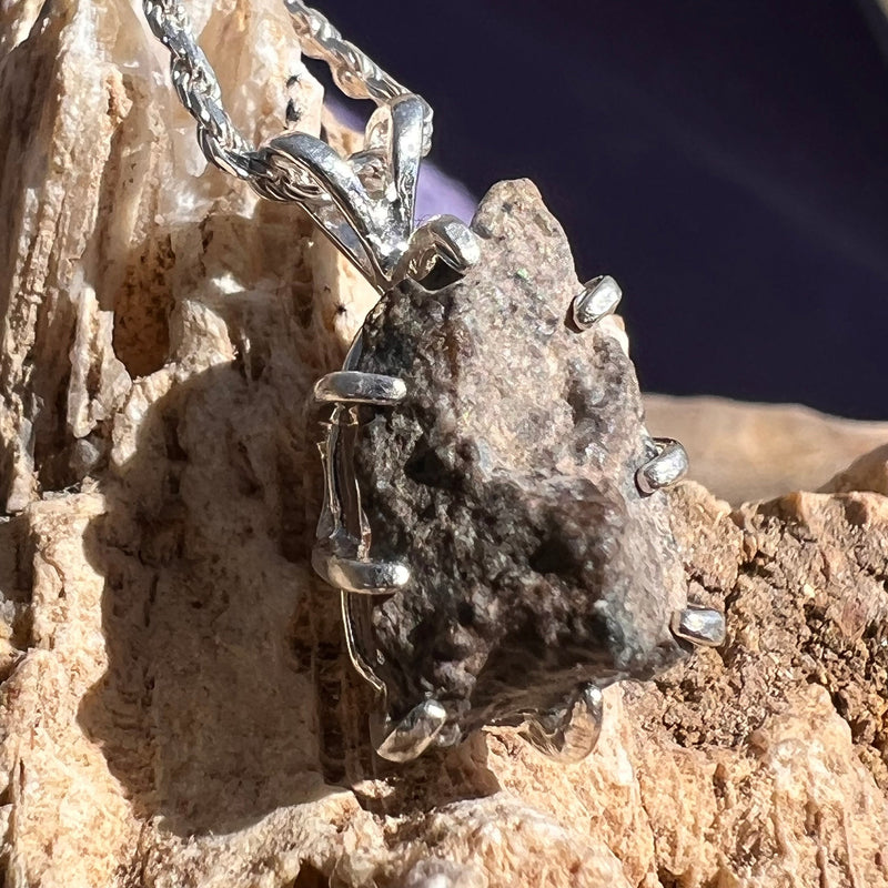 Lunar Meteorite Necklace Sterling Silver #2267-Moldavite Life
