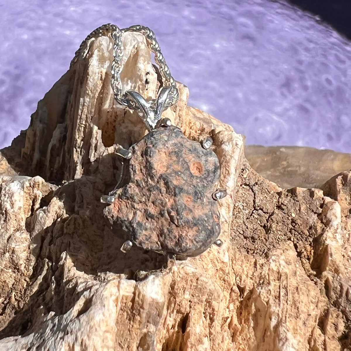 Lunar Meteorite Necklace Sterling Silver #2268-Moldavite Life
