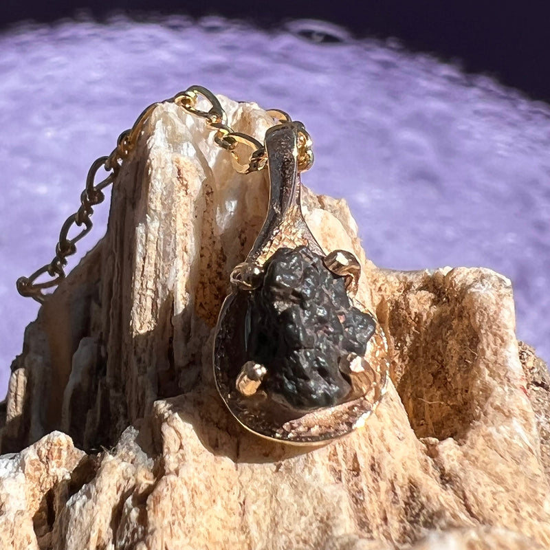 Lunar Meteorite Pendant 14k Gold #2248-Moldavite Life