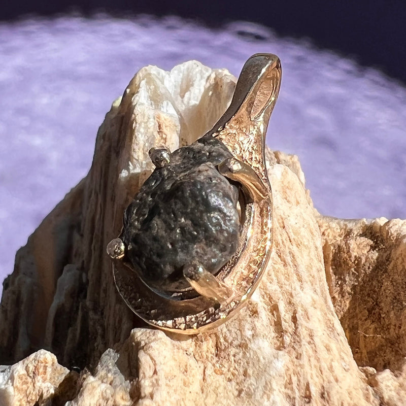Lunar Meteorite Pendant 14k Gold #2249-Moldavite Life