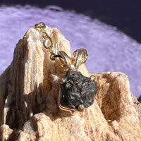 Lunar Meteorite Pendant 14k Gold #2250-Moldavite Life