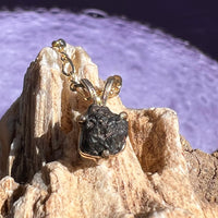 Lunar Meteorite Pendant 14k Gold #2250-Moldavite Life