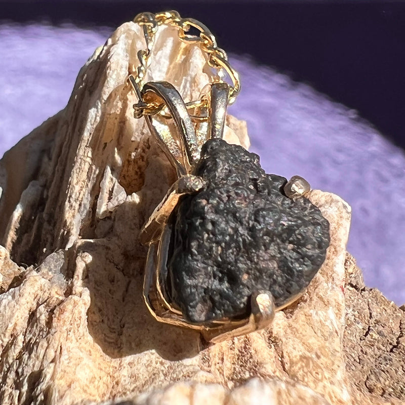 Lunar Meteorite Pendant 14k Gold #2251-Moldavite Life