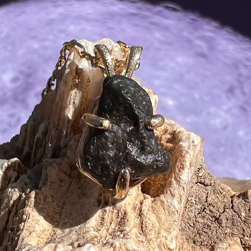 Lunar Meteorite Pendant 14k Gold #2252-Moldavite Life