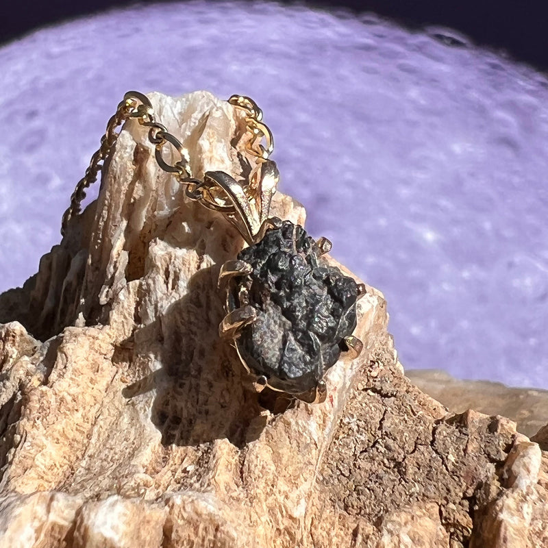 Lunar Meteorite Pendant 14k Gold #2254-Moldavite Life