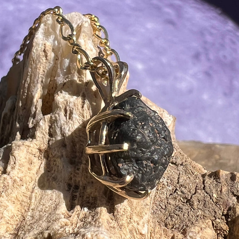 Lunar Meteorite Pendant 14k Gold #2255-Moldavite Life