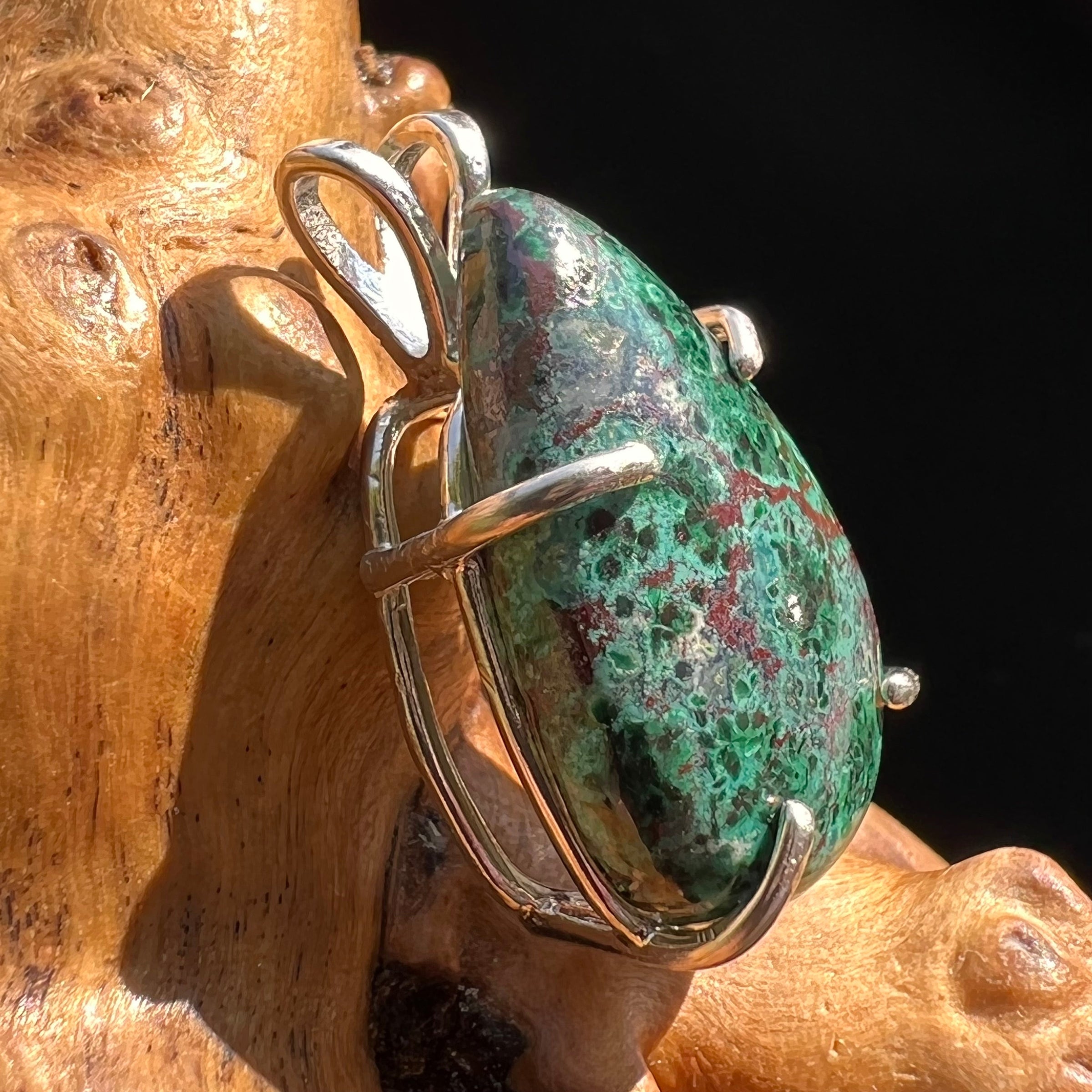 Malachite Chrysocolla Pendant Silver #2830-Moldavite Life