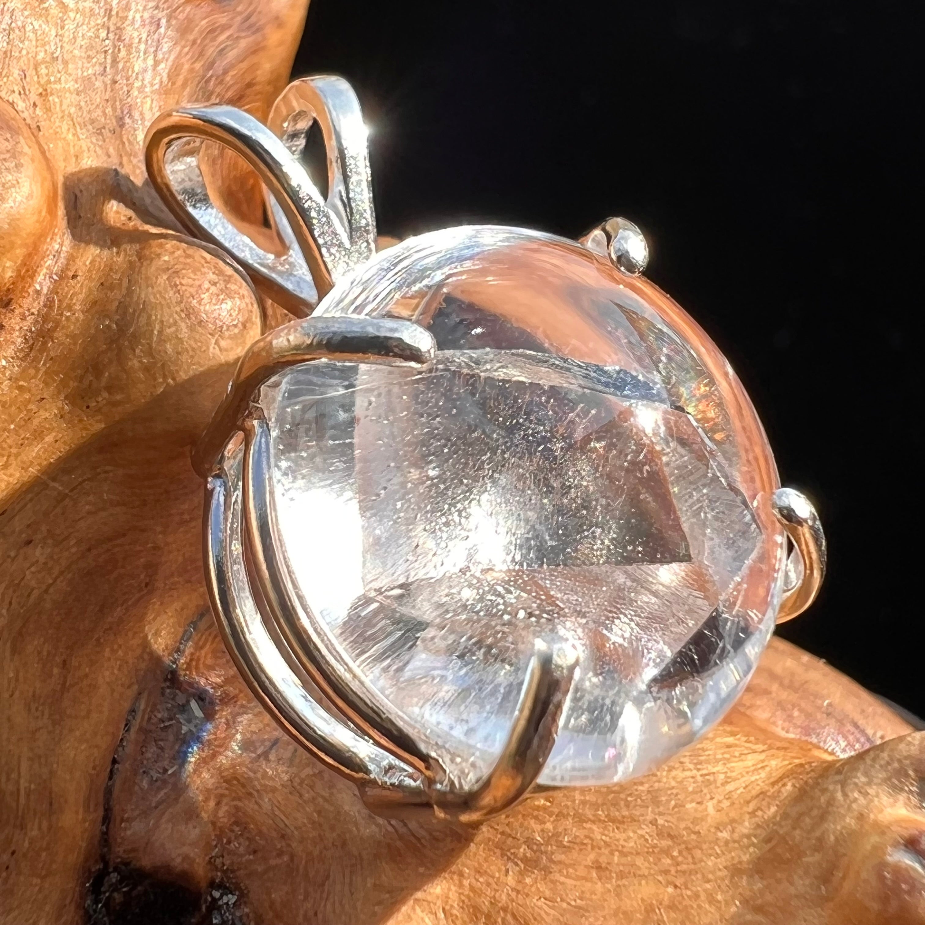 Manifestation Quartz Pendant Sterling Silver Moldavite Life