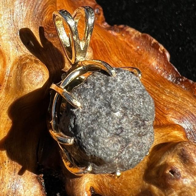 Mars Meteorite & Moldavite Pendant 14K Gold-Moldavite Life